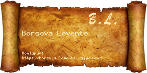 Borsova Levente névjegykártya